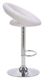 Lamboro Sorrento Real Leather Kitchen And Breakfast Bar Stool, Height Adjustable Swivel Gas Lift, White - thumbnail 3