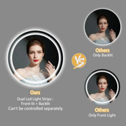 Luvodi Large Round Led Bathroom Mirror With Lights Anti-Fog Vanity Makeup Mirror, 900mm - thumbnail 5