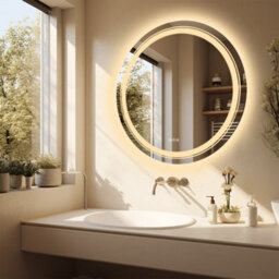 Luvodi Large Round Led Bathroom Mirror With Lights Anti-Fog Vanity Makeup Mirror, 900mm - thumbnail 7