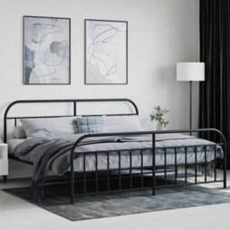 Berkfield Metal Bed Frame With Headboard And Footboard Black 193X203 Cm - thumbnail 3