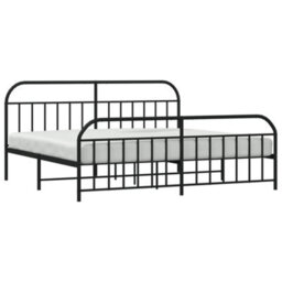Berkfield Metal Bed Frame With Headboard And Footboard Black 193X203 Cm - thumbnail 4