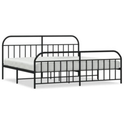 Berkfield Metal Bed Frame With Headboard And Footboard Black 193X203 Cm - thumbnail 2