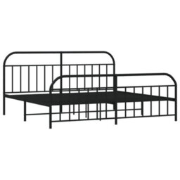 Berkfield Metal Bed Frame With Headboard And Footboard Black 193X203 Cm - thumbnail 5