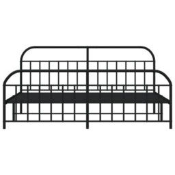 Berkfield Metal Bed Frame With Headboard And Footboard Black 193X203 Cm - thumbnail 6