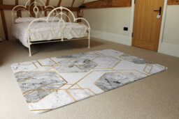 Benjamin Tate Design Geometric Marble Pattern With Gold Glitter Special Soft Home Rug - thumbnail 3