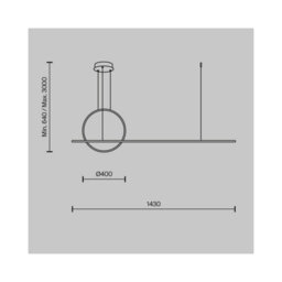Luminosa Lighting Luminosa Halo Ring Modern 143Cm Bar Pendant Ceiling Light Brass 2100Lm White Shade - thumbnail 2
