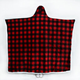 Ehc Check Design Super Soft Warm Sherpa Fleece Wearable Hooded Blanket Throw -130 X 180 Cm , Red & Black - thumbnail 7