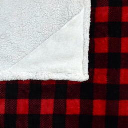 Ehc Check Design Super Soft Warm Sherpa Fleece Wearable Hooded Blanket Throw -130 X 180 Cm , Red & Black - thumbnail 5