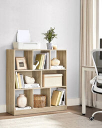 Songmics Modern Display Bookshelf, Living Room Storage Unit, Room Divider With Multiple Compartments, Wood Colour - thumbnail 3