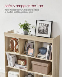 Songmics Modern Display Bookshelf, Living Room Storage Unit, Room Divider With Multiple Compartments, Wood Colour - thumbnail 6