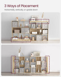 Songmics Modern Display Bookshelf, Living Room Storage Unit, Room Divider With Multiple Compartments, Wood Colour - thumbnail 5