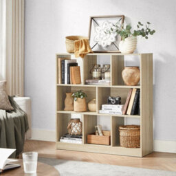 Songmics Modern Display Bookshelf, Living Room Storage Unit, Room Divider With Multiple Compartments, Wood Colour - thumbnail 1