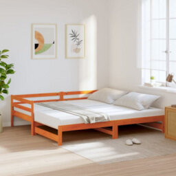 Berkfield Daybed With Trundle Without Mattress Wax Brown 90X200 Cm Solid Wood