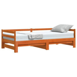 Berkfield Daybed With Trundle Without Mattress Wax Brown 90X200 Cm Solid Wood - thumbnail 4