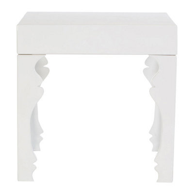 Orsina High Gloss White Sie Table, White Wood Side Table, Wooden Bedside Table, Contemporary Natural Wood Side Table - image 1