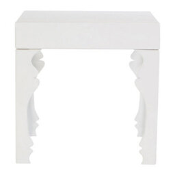 Orsina High Gloss White Sie Table, White Wood Side Table, Wooden Bedside Table, Contemporary Natural Wood Side Table