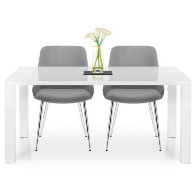 Atlantic Aston Dining Chair Grey Velvet And Chrome Legs - image 1