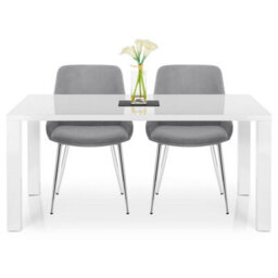 Atlantic Aston Dining Chair Grey Velvet And Chrome Legs