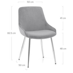 Atlantic Aston Dining Chair Grey Velvet And Chrome Legs - thumbnail 5