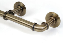 Lister Cartwright 25mm Antique Brass Industrial Pipe Eyelet Fixed Curtain Pole Heavy Duty Metal Curtain Rod(240 Cm) - thumbnail 3