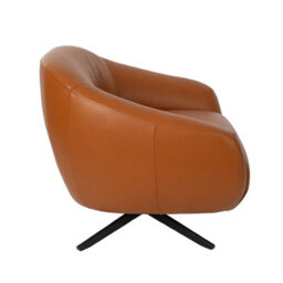 Angel Cerda Elegant Brown Leather Swivel Armchair For Modern Living Spaces - thumbnail 6