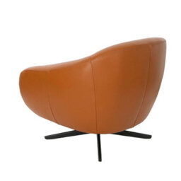 Angel Cerda Elegant Brown Leather Swivel Armchair For Modern Living Spaces - thumbnail 5