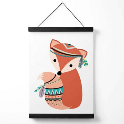 Artze Wall Art Fox Tribal Animal Art Print With Black Frame Size: A4 - image 1
