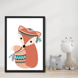 Artze Wall Art Fox Tribal Animal Art Print With Black Frame Size: A4 - thumbnail 2