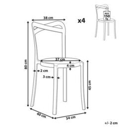 Beliani Set Of 4 Garden Chairs Camogli White - thumbnail 3