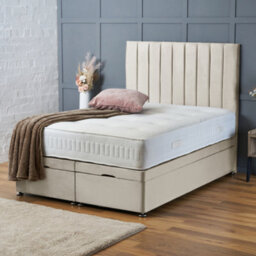 Bsspoke Aria Ottoman Divan Bed Cream Plush Velvet With 54Inch Headboard & No Mattress In Single Double King 4Ft 6Ft