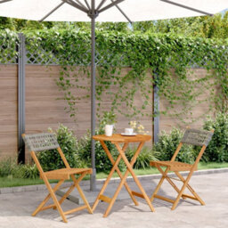 Walplus 3 Piece Bistro Set Grey Poly Rattan And Solid Wood - Cushion Not Included - thumbnail 1