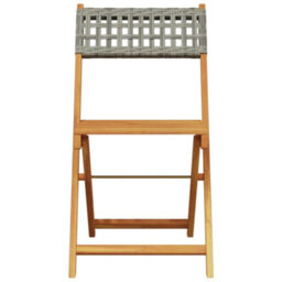 Walplus 3 Piece Bistro Set Grey Poly Rattan And Solid Wood - Cushion Not Included - thumbnail 4