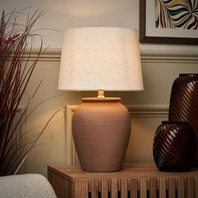 Inlight Earlam Ceramic Round Matt Terracotta Table Lamp - image 1