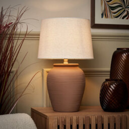 Inlight Earlam Ceramic Round Matt Terracotta Table Lamp - thumbnail 1