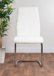 Furniturebox Giovani Round 4 Seat 100Cm White High Gloss Unique Halo Base Grey Glass Top Dining Table 4 White Faux Leather Lorenzo Chairs - thumbnail 8