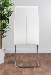 Furniturebox Giovani Round 4 Seat 100Cm White High Gloss Unique Halo Base Grey Glass Top Dining Table 4 White Faux Leather Lorenzo Chairs - thumbnail 6