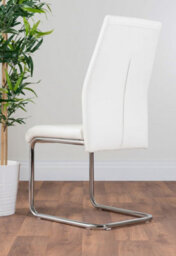 Furniturebox Giovani Round 4 Seat 100Cm White High Gloss Unique Halo Base Grey Glass Top Dining Table 4 White Faux Leather Lorenzo Chairs - thumbnail 7