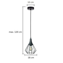 Luminosa Lighting Luminosa Selene Wire Frame Pendant Ceiling Light Black 1X E27 - thumbnail 2