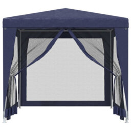 Berkfield Party Tent With 4 Mesh Sidewalls Blue 2.5X2.5 M Hdpe - thumbnail 3