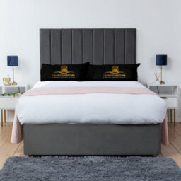 UKBEDFURNITURE Ashford Steel Plush  Divan Bed Base With 26 Inch Headboard - No Storage - thumbnail 1