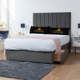 UKBEDFURNITURE Ashford Steel Plush  Divan Bed Base With 26 Inch Headboard - No Storage - thumbnail 2