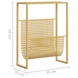 Berkfield Magazine Rack Gold 35X15X45 Cm Steel - thumbnail 7