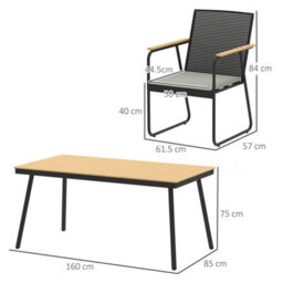 Wyld Haus 6-Seater Outdoor Dining Set - Wood-Effect Top, Rattan Backrest, Cushions - thumbnail 4