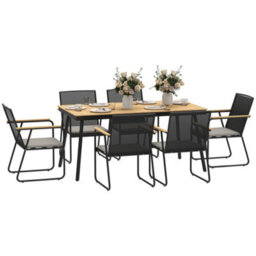 Wyld Haus 6-Seater Outdoor Dining Set - Wood-Effect Top, Rattan Backrest, Cushions - thumbnail 1