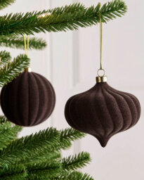 Werchristmas Set Of 9 Velvet Baubles, Espresso, 10 Cm - thumbnail 3