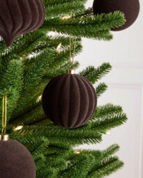 Werchristmas Set Of 9 Velvet Baubles, Espresso, 10 Cm - thumbnail 4