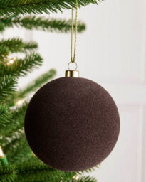 Werchristmas Set Of 9 Velvet Baubles, Espresso, 10 Cm - thumbnail 5