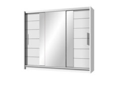 Arte White Lisbona 2 Sliding Wardrobe 250Cm - Mirrored Doors, Drawers & Open Shelving - thumbnail 1
