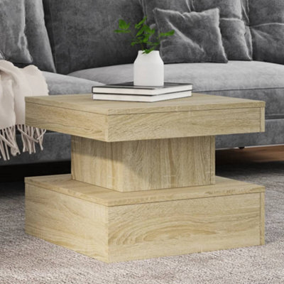 Berkfield Coffee Table With Led Lights Sonoma Oak 50X50X40 Cm - image 1