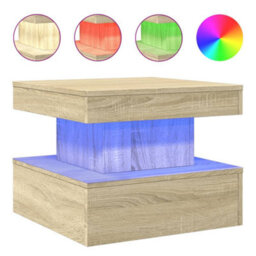 Berkfield Coffee Table With Led Lights Sonoma Oak 50X50X40 Cm - thumbnail 2